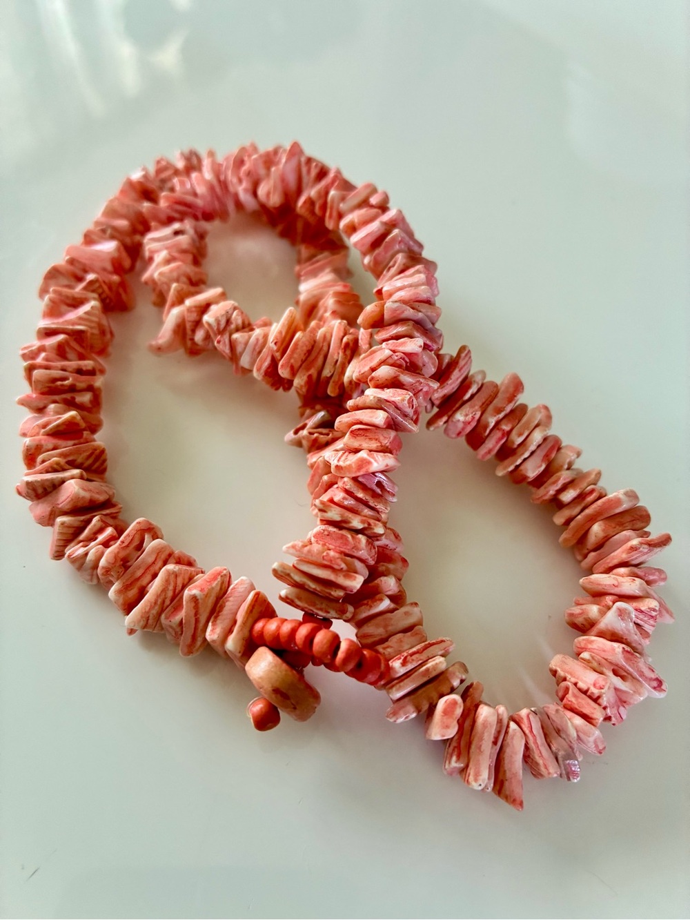 Pink Salmon Natural Shell Chip Necklace - Women Jewelry Beach Summertime Unisex